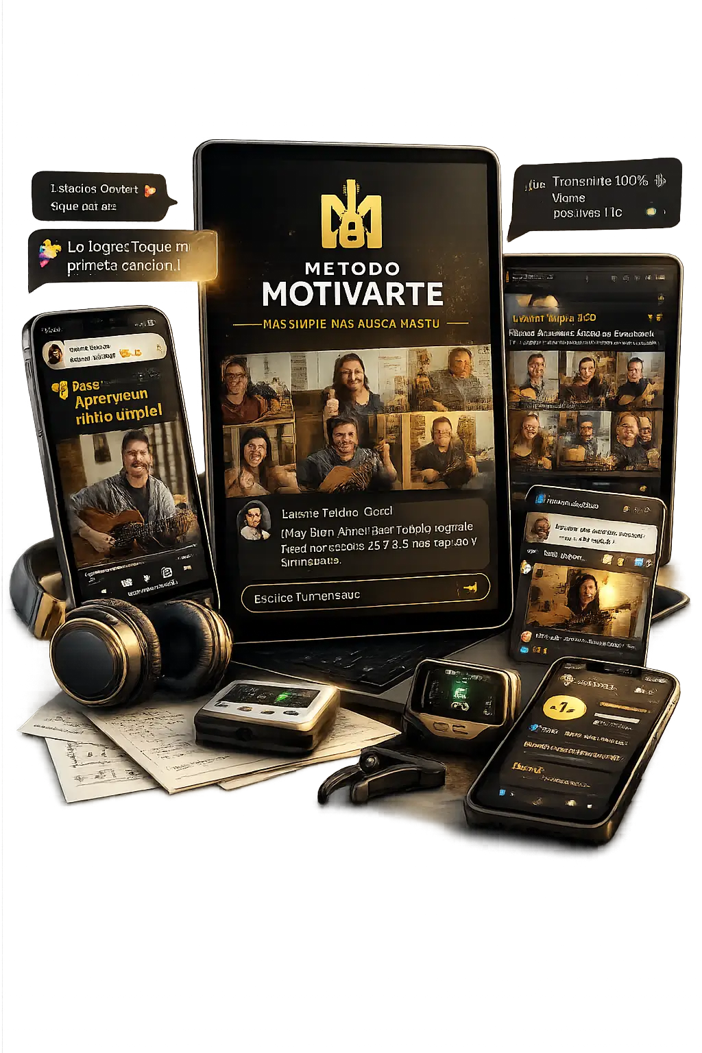 Dispositivos mostrando el Método Motivarte